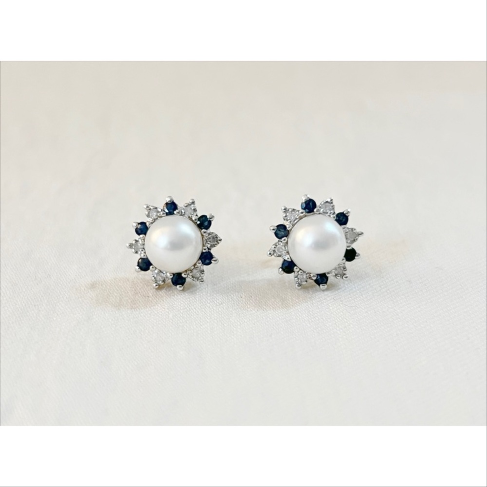 Pearl Sapphire Earrings